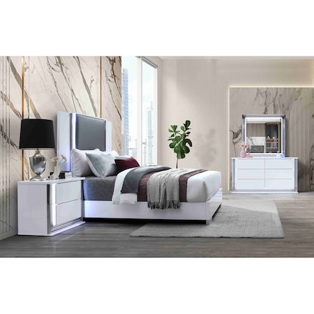 Global Furniture Usa Modern  High Gloss Ylime Smooth White Queen Bed Group 3868